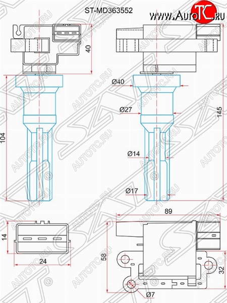 1 499 р. Катушка зажигания SAT  Mitsubishi Airtek - Outlander  CU  с доставкой в г. Кемерово