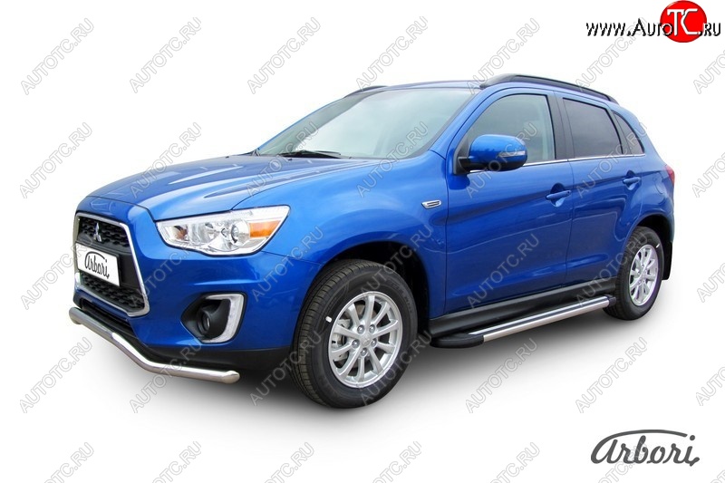 12 509 р. Порожки для ног Arbori Luxe Black  Mitsubishi ASX (2013-2016) 1-ый рестайлинг  с доставкой в г. Кемерово