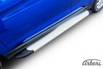 10 979 р. Порожки для ног Arbori Optima Silver  Mitsubishi ASX (2013-2016) 1-ый рестайлинг  с доставкой в г. Кемерово. Увеличить фотографию 2