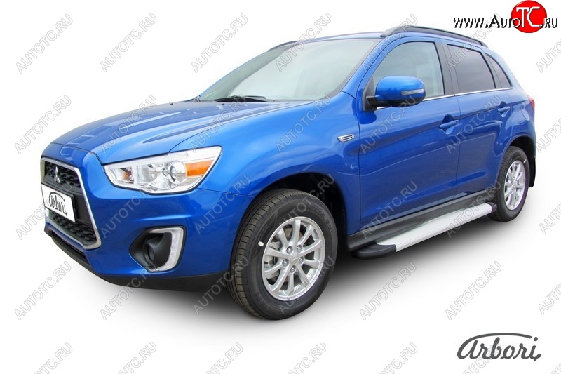 10 979 р. Порожки для ног Arbori Optima Silver  Mitsubishi ASX (2013-2016) 1-ый рестайлинг  с доставкой в г. Кемерово
