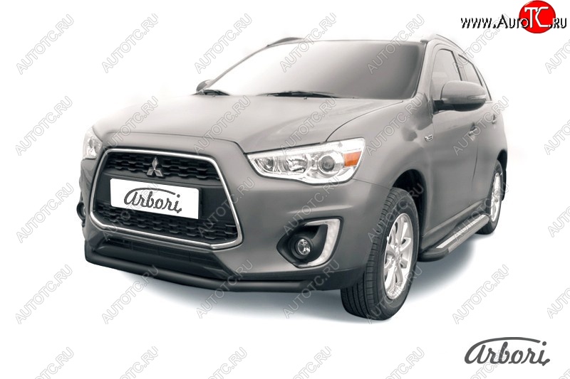 9 539 р. Защита переднего бампера Arbori (черная, 1 труба d57 mm).  Mitsubishi ASX (2013-2016) 1-ый рестайлинг  с доставкой в г. Кемерово