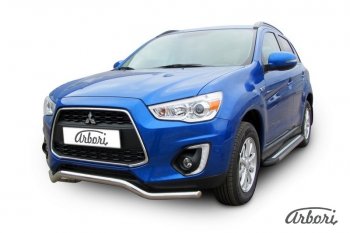 15 749 р. Защита переднего бампера Arbori (волна, нержавейка, 1 труба d57 mm).  Mitsubishi ASX (2013-2016) 1-ый рестайлинг  с доставкой в г. Кемерово. Увеличить фотографию 2