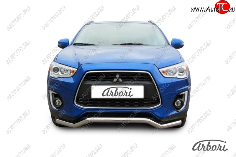 15 749 р. Защита переднего бампера Arbori (волна, нержавейка, 1 труба d57 mm).  Mitsubishi ASX (2013-2016) 1-ый рестайлинг  с доставкой в г. Кемерово