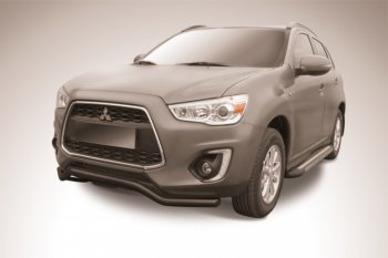 10 999 р. Защита переднего бампера d57 Slitkoff  Mitsubishi ASX (2013-2016) 1-ый рестайлинг (Цвет: серебристый)  с доставкой в г. Кемерово. Увеличить фотографию 1