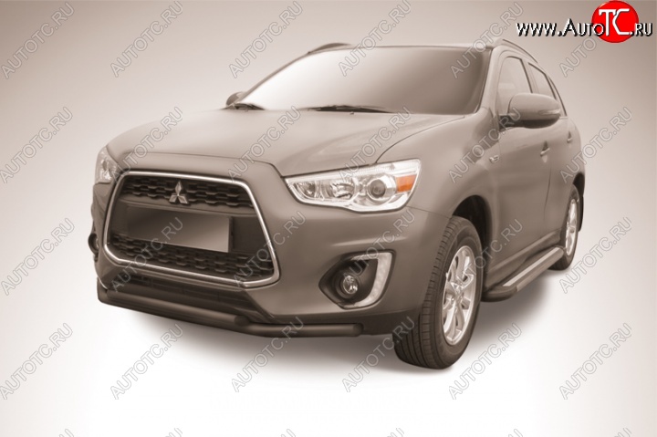 11 849 р. Защита переднего бампер d57/d42 Slitkoff  Mitsubishi ASX (2013-2016) 1-ый рестайлинг (Цвет: серебристый)  с доставкой в г. Кемерово