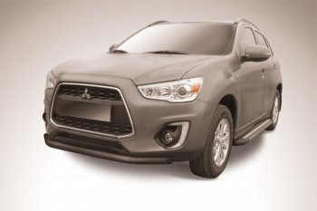 10 399 р. Защита переднего бампер d76 Slitkoff  Mitsubishi ASX (2013-2016) 1-ый рестайлинг (Цвет: серебристый)  с доставкой в г. Кемерово. Увеличить фотографию 1