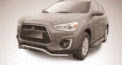 15 949 р. Фигурная защита переднего бампера диаметром 57 мм Slitkoff  Mitsubishi ASX (2013-2016) 1-ый рестайлинг (Нержавейка, Полированная)  с доставкой в г. Кемерово. Увеличить фотографию 1