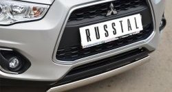 9 749 р. Защита переднего бампера (Ø75х42 мм, нержавейка) Russtal Mitsubishi ASX 1-ый рестайлинг (2013-2016)  с доставкой в г. Кемерово. Увеличить фотографию 2