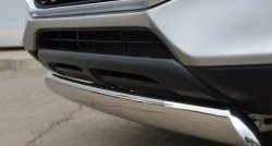 9 749 р. Защита переднего бампера (Ø75х42 мм, нержавейка) Russtal Mitsubishi ASX 1-ый рестайлинг (2013-2016)  с доставкой в г. Кемерово. Увеличить фотографию 3