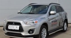 76 999 р. Защита порогов из круглой трубы диаметром 63 мм Russtal Mitsubishi ASX 1-ый рестайлинг (2013-2016) (Защита порогов с со скосами на торцах (вариант 1))  с доставкой в г. Кемерово. Увеличить фотографию 11