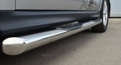 83 999 р. Защита порогов с пластиковыми вставками для ног из круглой трубы диаметром 76 мм Russtal Mitsubishi ASX 1-ый рестайлинг (2013-2016) (Защита порогов с со скосами на торцах (вариант 1))  с доставкой в г. Кемерово. Увеличить фотографию 3