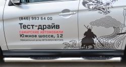83 999 р. Защита порогов с пластиковыми вставками для ног из круглой трубы диаметром 76 мм Russtal Mitsubishi ASX 1-ый рестайлинг (2013-2016) (Защита порогов с со скосами на торцах (вариант 1))  с доставкой в г. Кемерово. Увеличить фотографию 5