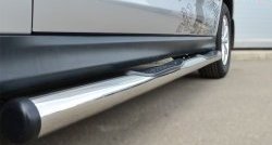 83 999 р. Защита порогов с пластиковыми вставками для ног из круглой трубы диаметром 76 мм Russtal Mitsubishi ASX 1-ый рестайлинг (2013-2016) (Защита порогов с со скосами на торцах (вариант 1))  с доставкой в г. Кемерово. Увеличить фотографию 7