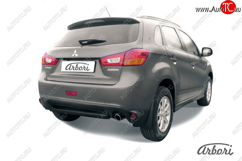 5 219 р. Защита заднего бампера Arbori (короткая, черная, 1 труба d57 mm). Mitsubishi ASX 1-ый рестайлинг (2013-2016)  с доставкой в г. Кемерово
