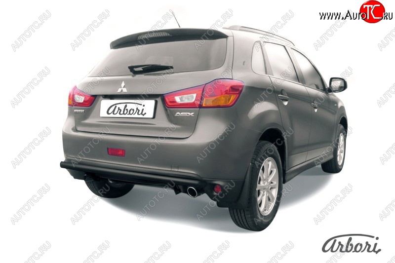 6 029 р. Защита заднего бампера Arbori (черная, 1 труба d57 mm). Mitsubishi ASX 1-ый рестайлинг (2013-2016)  с доставкой в г. Кемерово