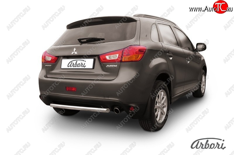 13 049 р. Защита заднего бампера Arbori (короткая, нержавейка, 1 труба d57 mm).  Mitsubishi ASX (2013-2016) 1-ый рестайлинг  с доставкой в г. Кемерово