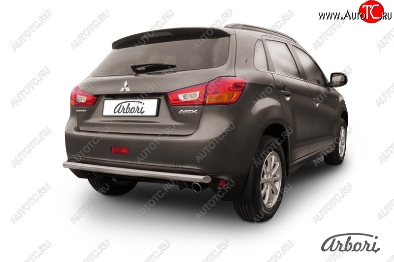 11 429 р. Защита заднего бампера Arbori (нержавейка, 1 труба d57 mm). Mitsubishi ASX 1-ый рестайлинг (2013-2016)  с доставкой в г. Кемерово