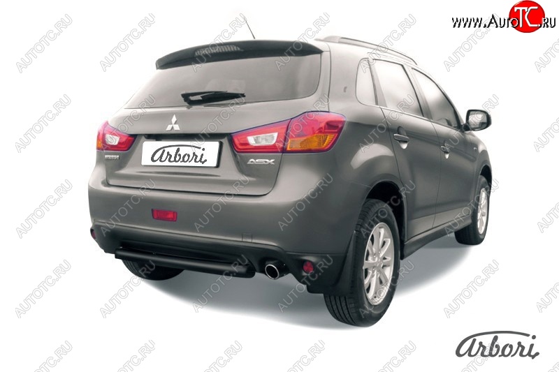 6 029 р. Защита заднего бампера Arbori (короткая, черная, 1 труба d76 mm). Mitsubishi ASX 1-ый рестайлинг (2013-2016)  с доставкой в г. Кемерово
