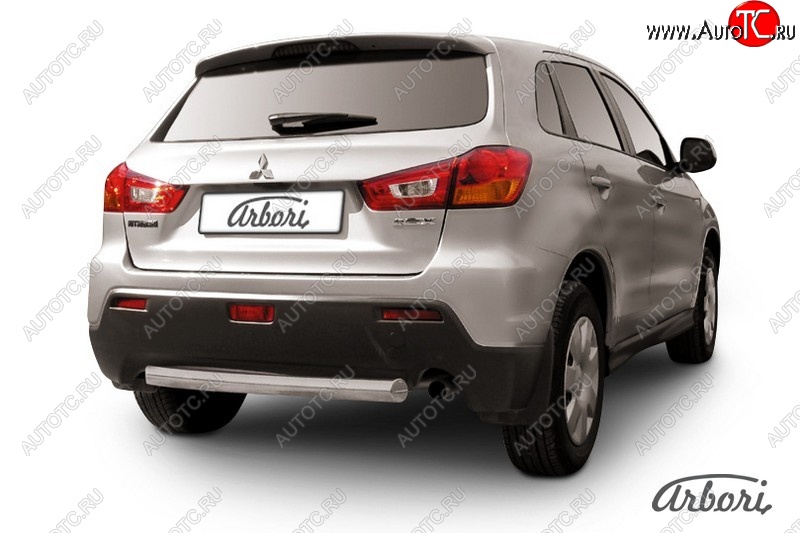 12 959 р. Защита заднего бампера Arbori (короткая, нержавейка, 1 труба d76 mm).  Mitsubishi ASX (2013-2016) 1-ый рестайлинг  с доставкой в г. Кемерово