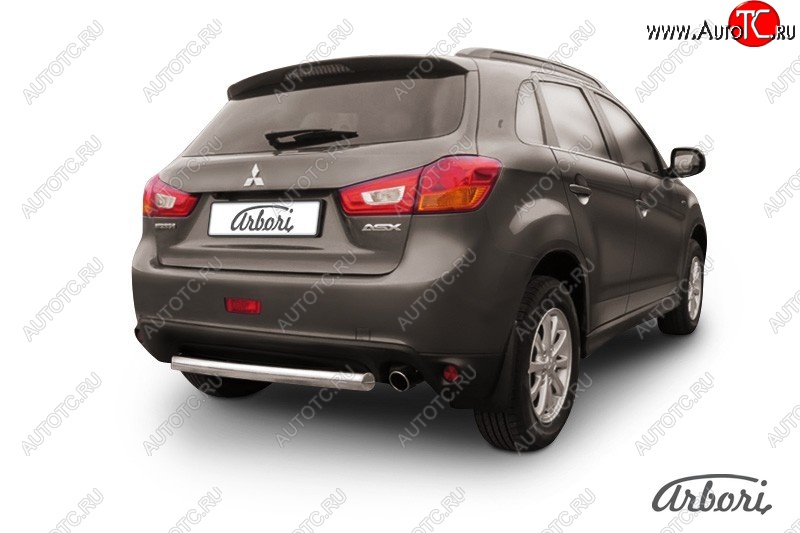 14 849 р. Защита заднего бампера Arbori (короткая, нержавейка, 1 труба d76 mm).  Mitsubishi ASX (2013-2016) 1-ый рестайлинг  с доставкой в г. Кемерово