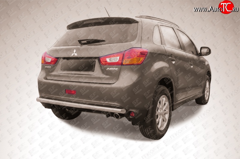 11 599 р. Защита заднего бампера из длинной трубы диаметром 57 мм Slitkoff Mitsubishi ASX 1-ый рестайлинг (2013-2016) (Нержавейка, Полированная)  с доставкой в г. Кемерово