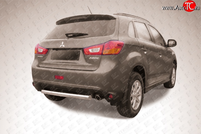 11 599 р. Защита заднего бампера из короткой трубы диаметром 76 мм Slitkoff Mitsubishi ASX 1-ый рестайлинг (2013-2016) (Нержавейка, Полированная)  с доставкой в г. Кемерово