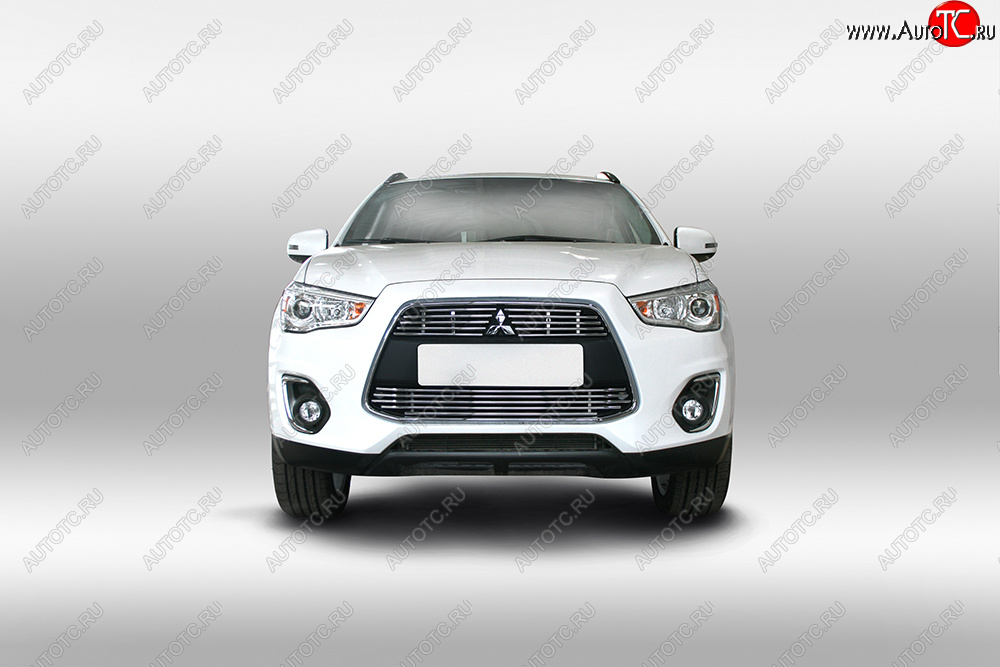 206 р. Декоративный элемент воздухозаборника Souz96 нержавеющая сталь  Mitsubishi ASX (2013-2016) 1-ый рестайлинг (Хром 10 мм)  с доставкой в г. Кемерово