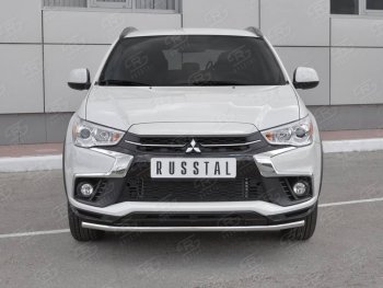 14 999 р. Защита переднего бампера (Ø42 мм, нержавейка) SLITKOFF  Mitsubishi ASX (2017-2020) 2-ой рестайлинг  с доставкой в г. Кемерово. Увеличить фотографию 1