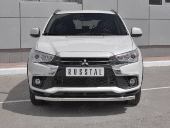 15 299 р. Защита переднего бампера (Ø63 мм, секции, нержавейка) SLITKOFF  Mitsubishi ASX (2017-2020) 2-ой рестайлинг  с доставкой в г. Кемерово. Увеличить фотографию 1