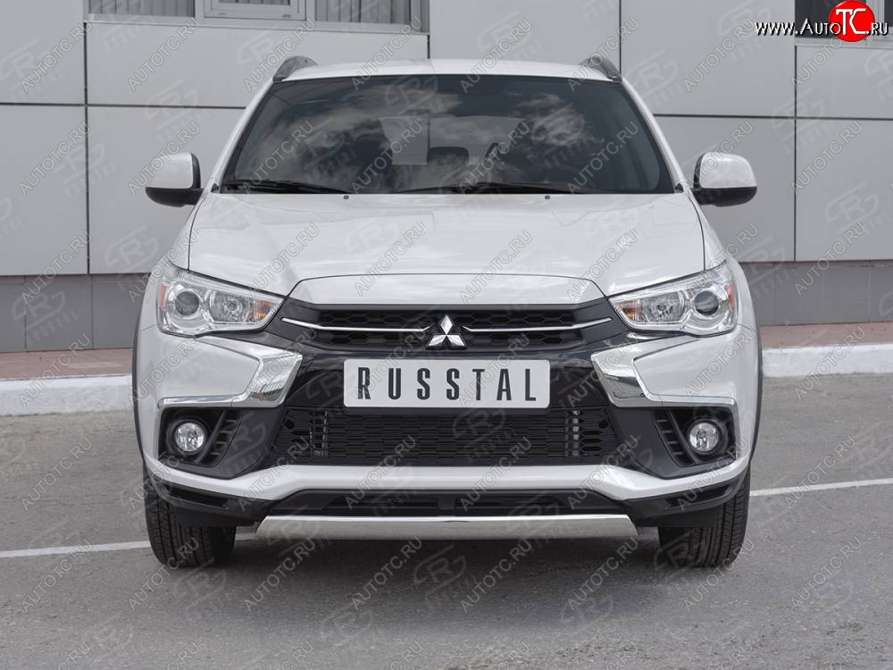 11 599 р. Защита переднего бампера (Ø75x42 мм, нержавейка) Russtal технику из списка применимости  с доставкой в г. Кемерово