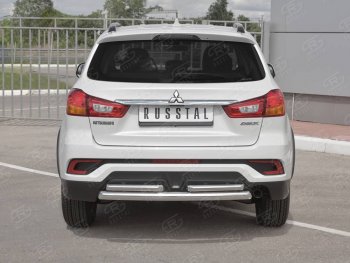 Защита заднего бампера (Ø63/2 по 42 мм, нержавейка) SLITKOFF Mitsubishi ASX (2017-2020) 2-ой рестайлинг