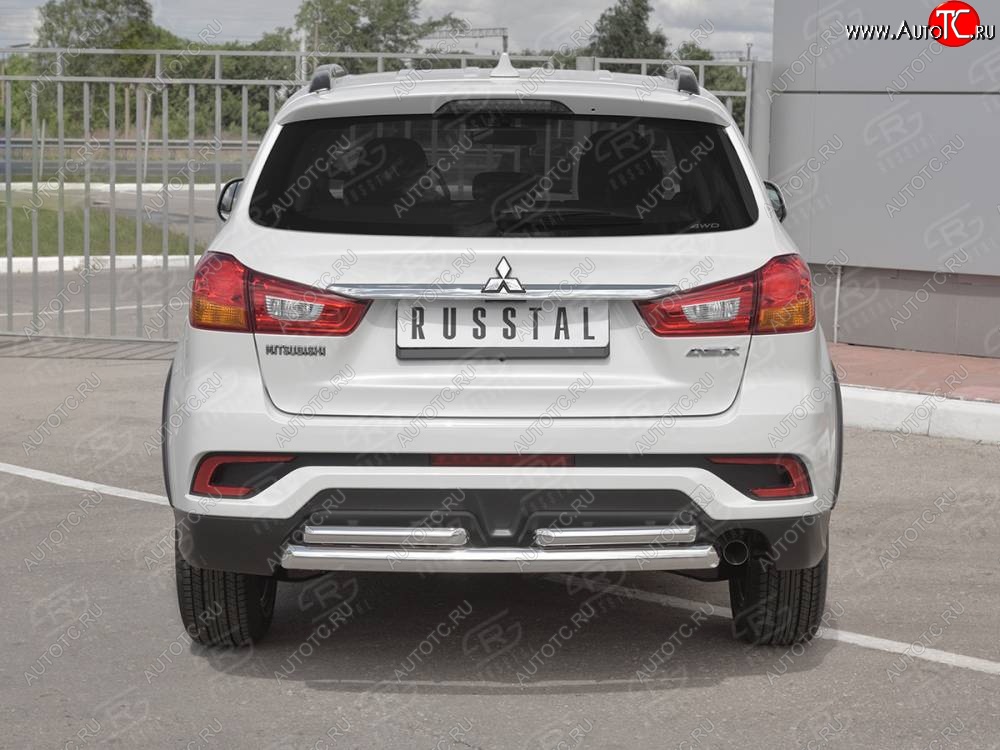 16 699 р. Защита заднего бампера (Ø63/2 по 42 мм, нержавейка) SLITKOFF  Mitsubishi ASX (2017-2020) 2-ой рестайлинг  с доставкой в г. Кемерово