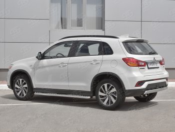 10 949 р. Защита заднего бампера (Ø75x42 мм, нержавейка) Russtal Mitsubishi ASX 2-ой рестайлинг (2017-2020)  с доставкой в г. Кемерово. Увеличить фотографию 2