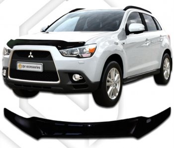 1 989 р. Дефлектор капота CA-Plastic  Mitsubishi ASX (2010-2020) дорестайлинг, 1-ый рестайлинг, 2-ой рестайлинг (серия Classic черный)  с доставкой в г. Кемерово. Увеличить фотографию 2
