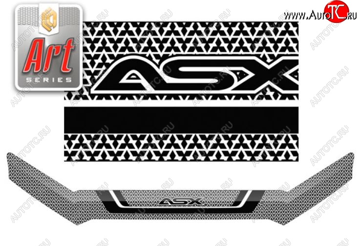 2 399 р. Дефлектор капота CA-Plastiс  Mitsubishi ASX (2010-2020) дорестайлинг, 1-ый рестайлинг, 2-ой рестайлинг (Серия Art графит)  с доставкой в г. Кемерово