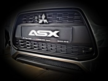 3 499 р. Сетка в воздухозаборник бампера Arbori (15 мм) Mitsubishi ASX дорестайлинг (2010-2012) (Черная)  с доставкой в г. Кемерово. Увеличить фотографию 2