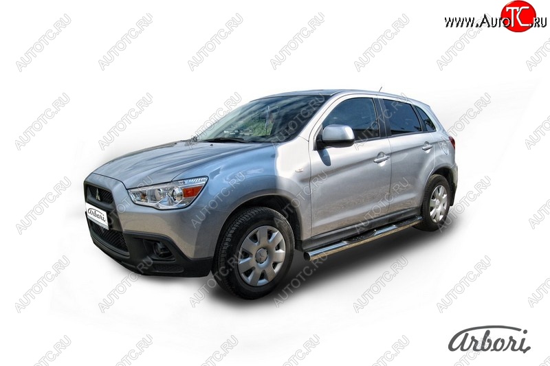 21 599 р. Защита штатных порогов Arbori (с проступью, нержавейка, d76 mm).  Mitsubishi ASX (2010-2012) дорестайлинг  с доставкой в г. Кемерово
