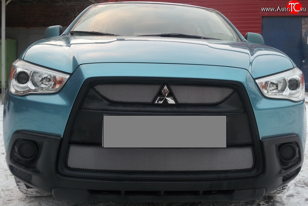 4 049 р. Сетка на бампер Allest (матовый хром) Mitsubishi ASX дорестайлинг (2010-2012)  с доставкой в г. Кемерово