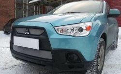 4 049 р. Сетка на бампер Allest (матовый хром) Mitsubishi ASX дорестайлинг (2010-2012)  с доставкой в г. Кемерово. Увеличить фотографию 3