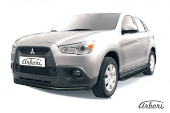 Защита переднего бампера Arbori (черная, 1 труба d57 mm). Mitsubishi ASX (2010-2012) дорестайлинг