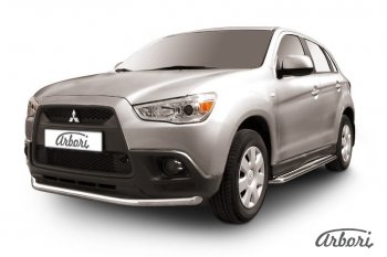 Защита переднего бампера Arbori (нержавейка, 1 труба d57 mm). Mitsubishi ASX (2010-2012) дорестайлинг