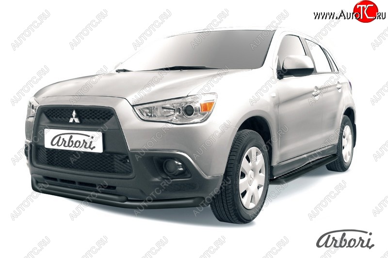 8 819 р. Защита переднего бампера Arbori (нержавейка, 2 трубы d57 и 42 mm)  Mitsubishi ASX (2010-2012) дорестайлинг  с доставкой в г. Кемерово
