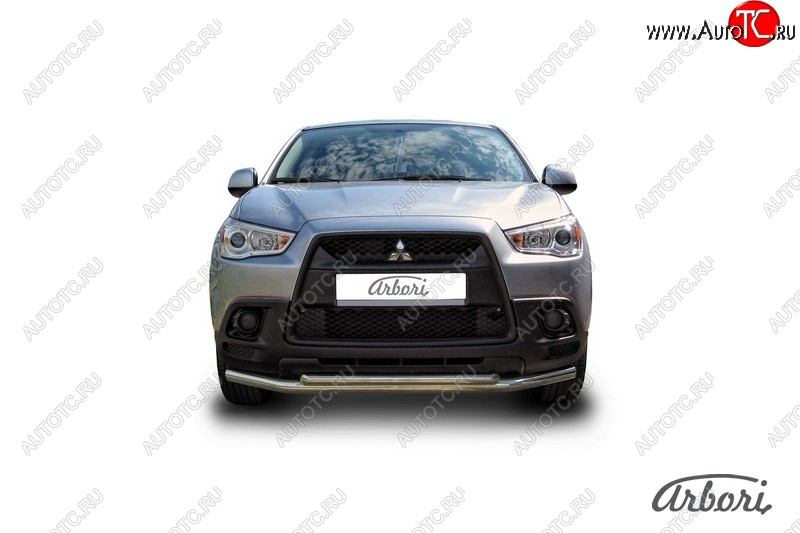 16 649 р. Защита переднего бампера Arbori (нержавейка, 2 трубы d57 и 42 mm)  Mitsubishi ASX (2010-2012) дорестайлинг  с доставкой в г. Кемерово