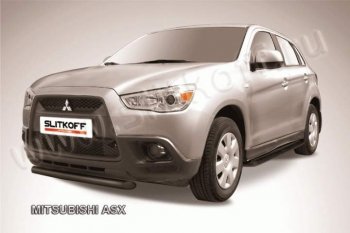 8 849 р. Защита переднего бампера из труб d57 Slitkoff  Mitsubishi ASX (2010-2012) дорестайлинг (Цвет: серебристый)  с доставкой в г. Кемерово. Увеличить фотографию 1