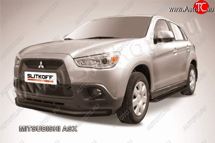 10 399 р. Защита переднего бампера из трубы d76 Slitkoff  Mitsubishi ASX (2010-2012) дорестайлинг (Цвет: серебристый)  с доставкой в г. Кемерово