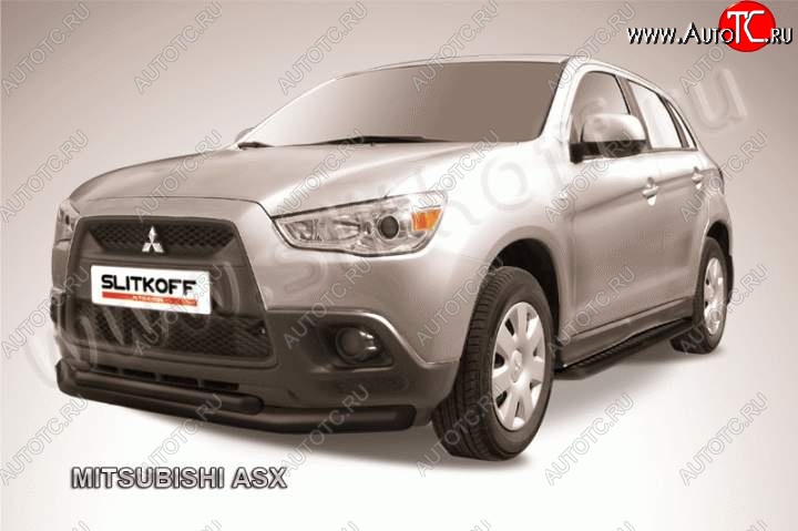 12 399 р. Защита переднего бампера из труб d76/57 Slitkoff Mitsubishi ASX дорестайлинг (2010-2012) (Цвет: серебристый)  с доставкой в г. Кемерово