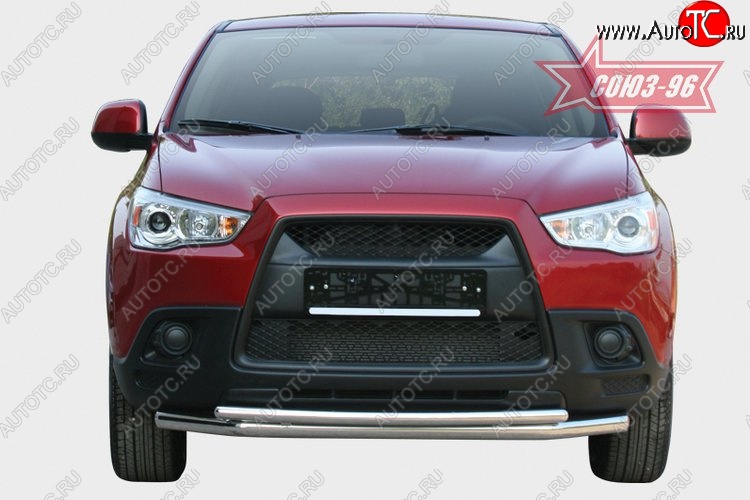 12 869 р. Защита переднего бампера двойная Souz-96 (d60/42)  Mitsubishi ASX (2010-2012) дорестайлинг  с доставкой в г. Кемерово