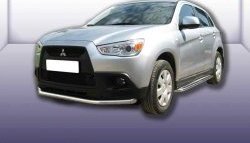 13 499 р. Одинарная защита переднего бампера из трубы диаметром 57 мм Slitkoff  Mitsubishi ASX (2010-2012) дорестайлинг (Нержавейка, Полированная)  с доставкой в г. Кемерово. Увеличить фотографию 1