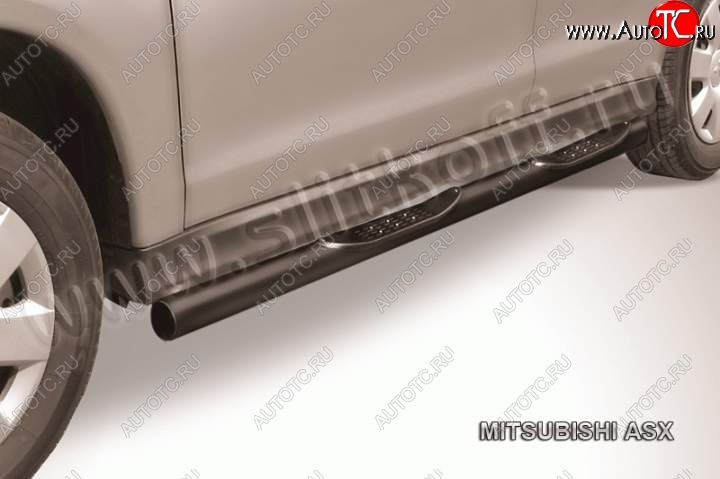 14 299 р. Защита порогов Slitkoff Mitsubishi ASX дорестайлинг (2010-2012) (Цвет: серебристый)  с доставкой в г. Кемерово