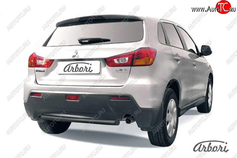 6 389 р. Защита заднего бампера Arbori (короткая, черная, 1 труба d57 mm). Mitsubishi ASX дорестайлинг (2010-2012)  с доставкой в г. Кемерово